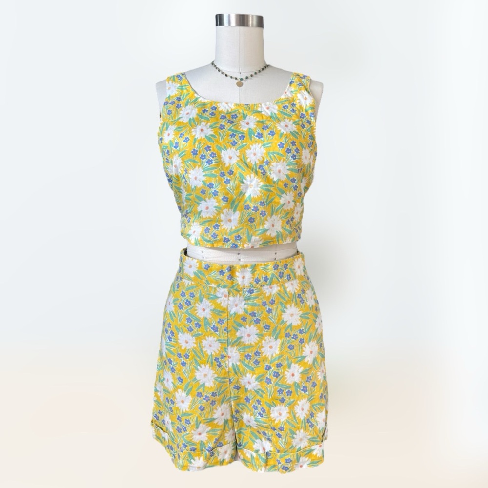 Rove Linen Floral Yellow Two-Piece Set
